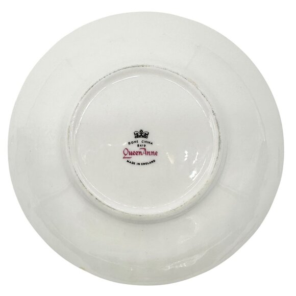 Queen Anne Violet Bone China Tea Cup Saucer Set England Gold Trim Floral Design - Picture 6 of 10